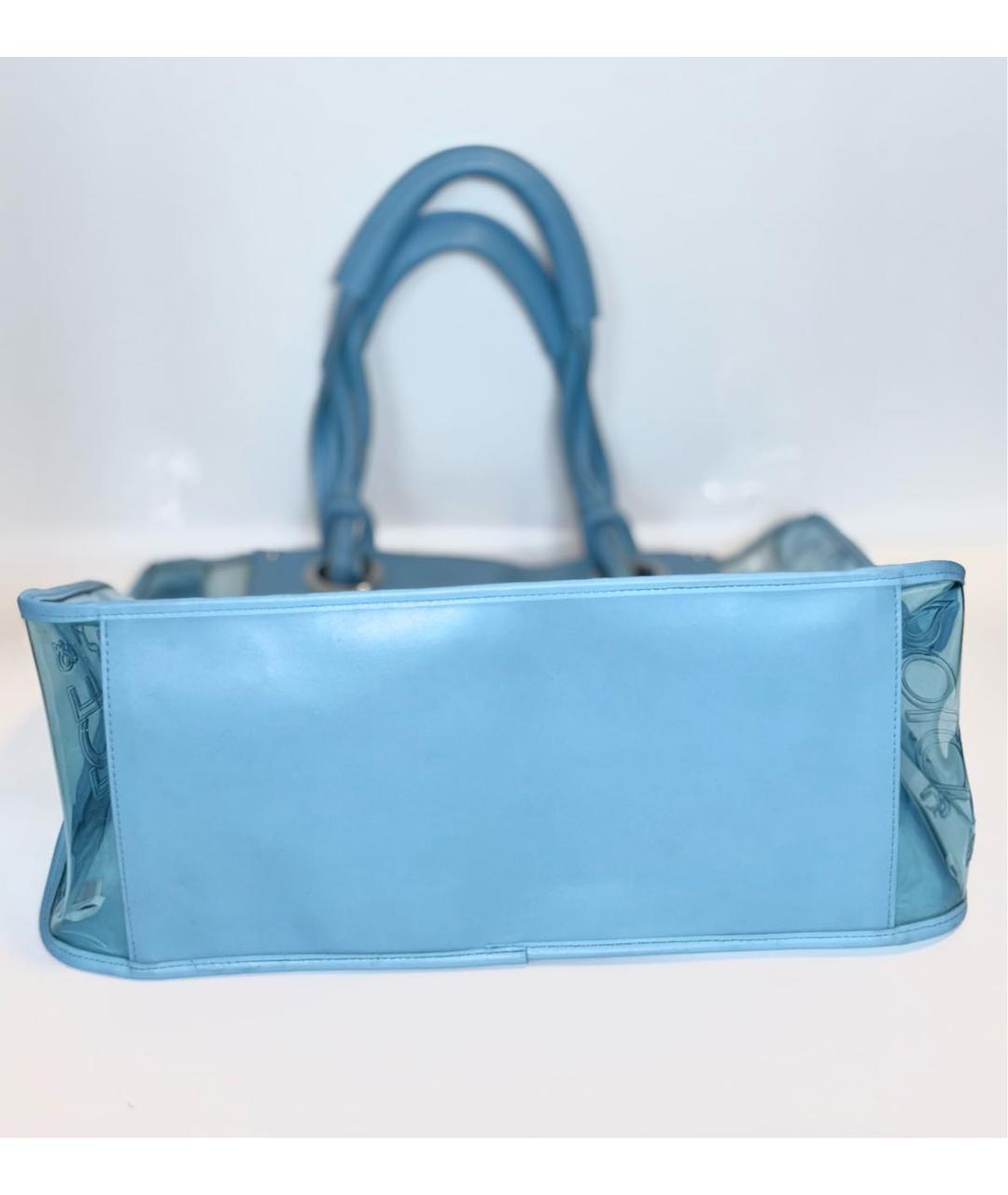 DOLCE&GABBANA Голубая кожаная пляжная сумка, фото 6