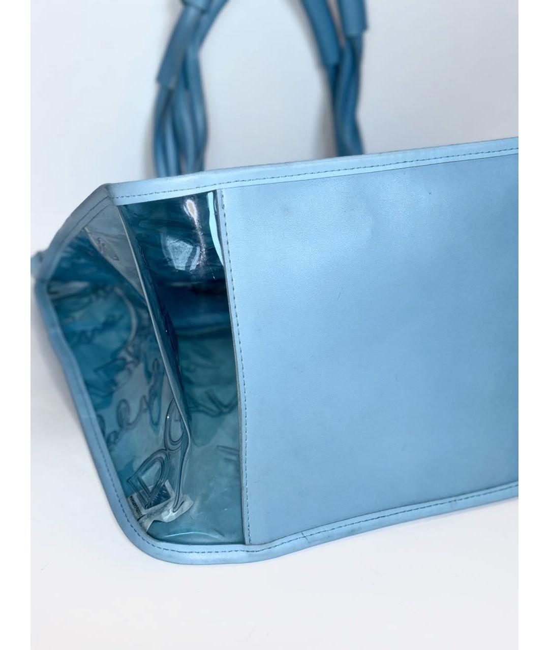 DOLCE&GABBANA Голубая кожаная пляжная сумка, фото 7