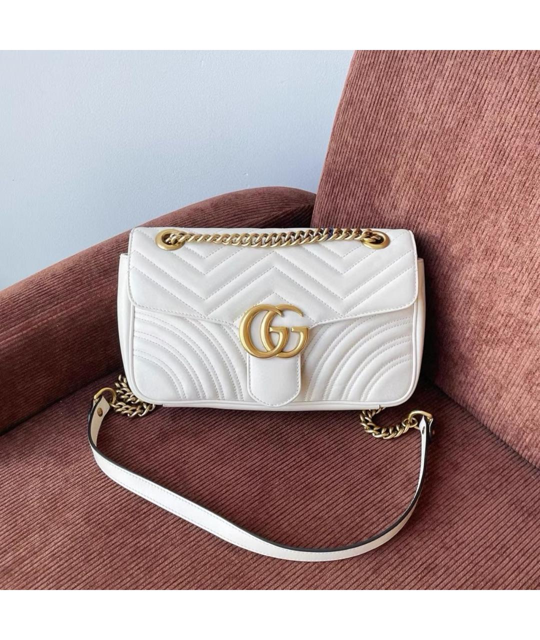 GUCCI Белая кожаная сумка через плечо, фото 9
