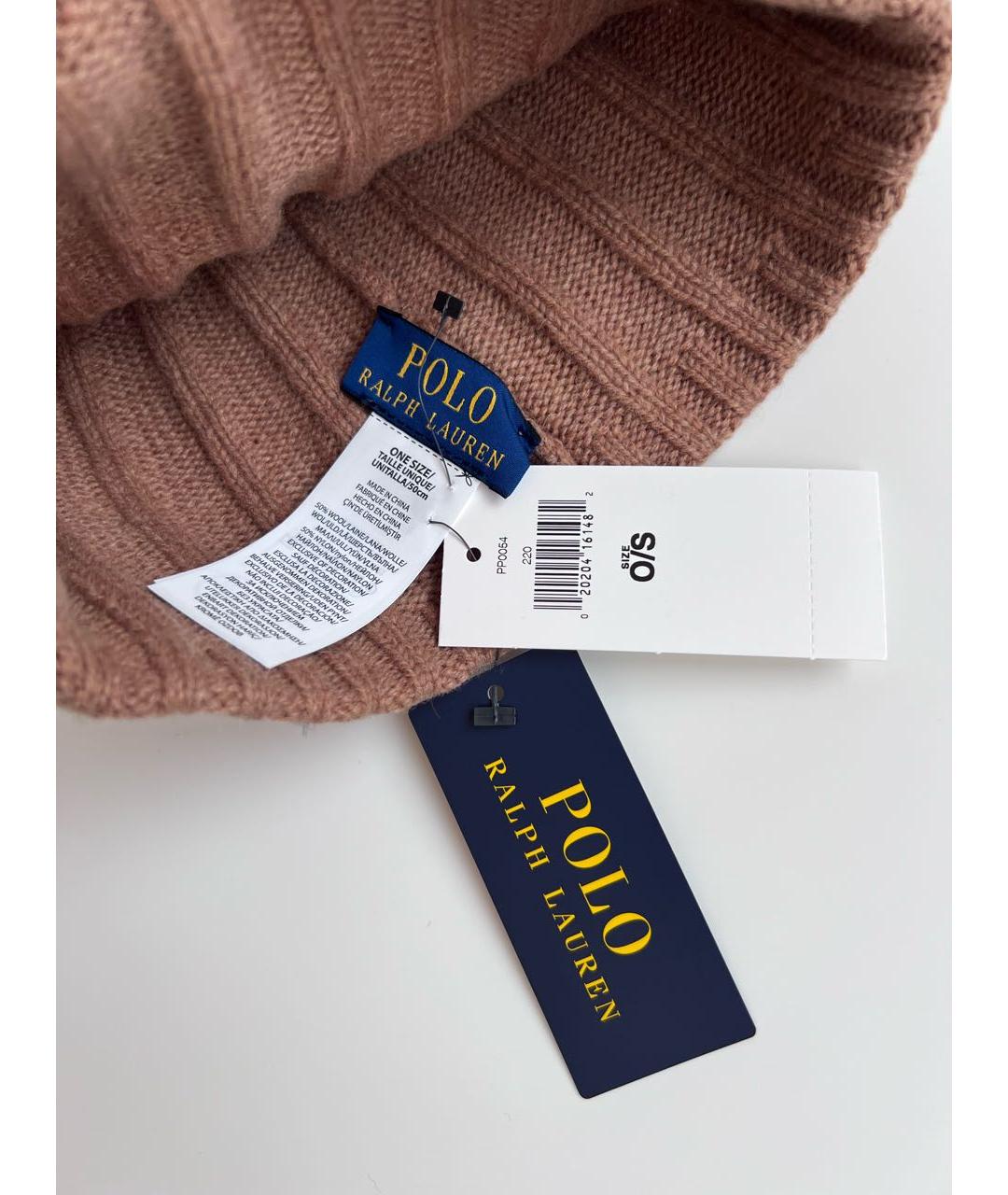 POLO RALPH LAUREN Коричневая шерстяная шапка, фото 4