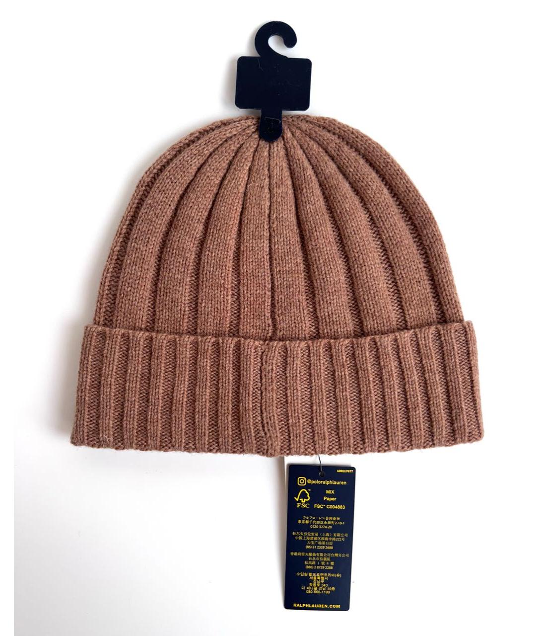 POLO RALPH LAUREN Коричневая шерстяная шапка, фото 2