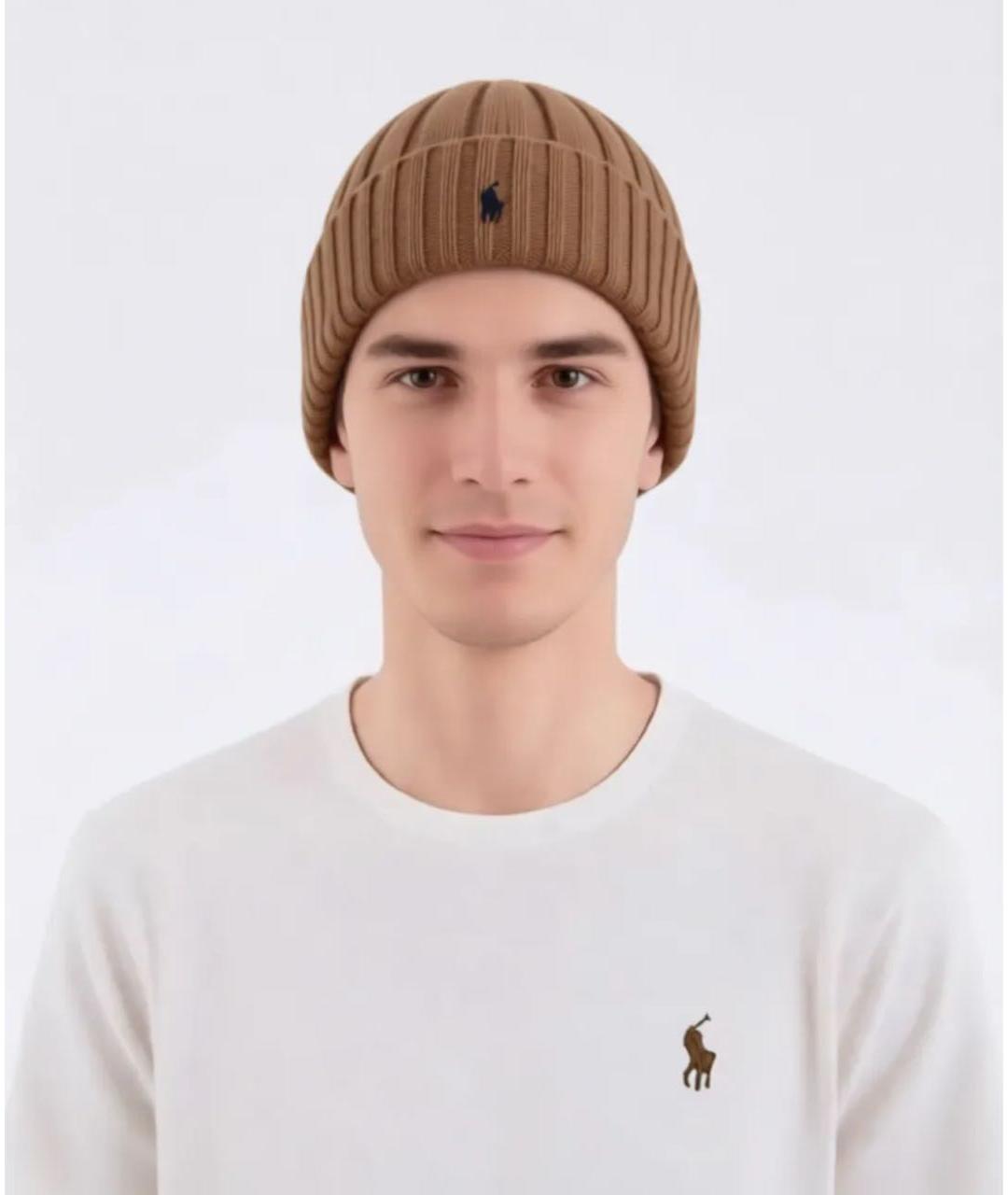 POLO RALPH LAUREN Коричневая шерстяная шапка, фото 6
