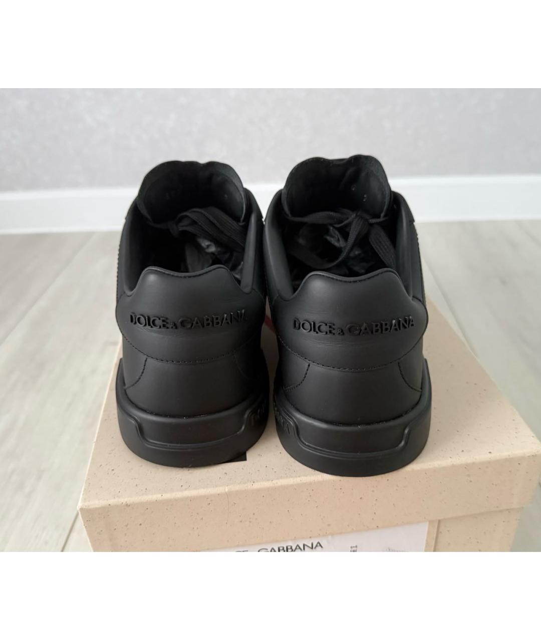 DOLCE&GABBANA Черные кожаные низкие кроссовки / кеды, фото 4