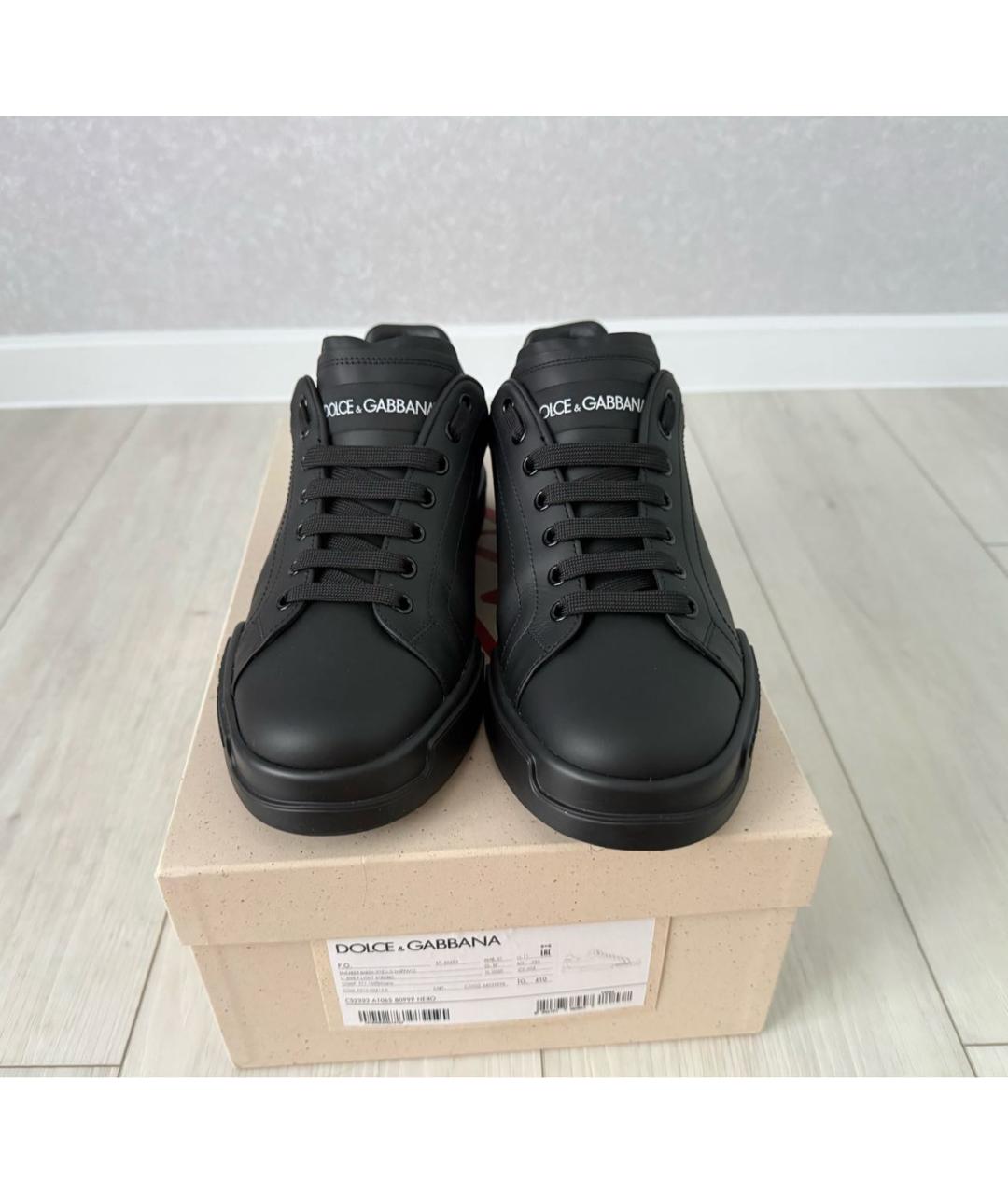 DOLCE&GABBANA Черные кожаные низкие кроссовки / кеды, фото 2