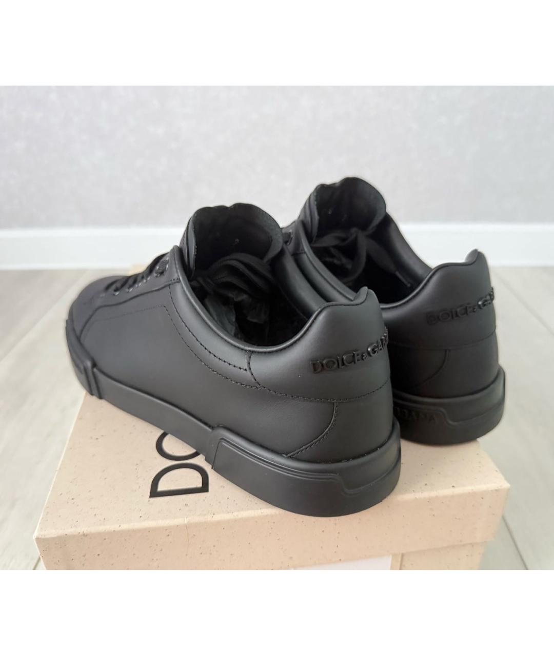 DOLCE&GABBANA Черные кожаные низкие кроссовки / кеды, фото 3
