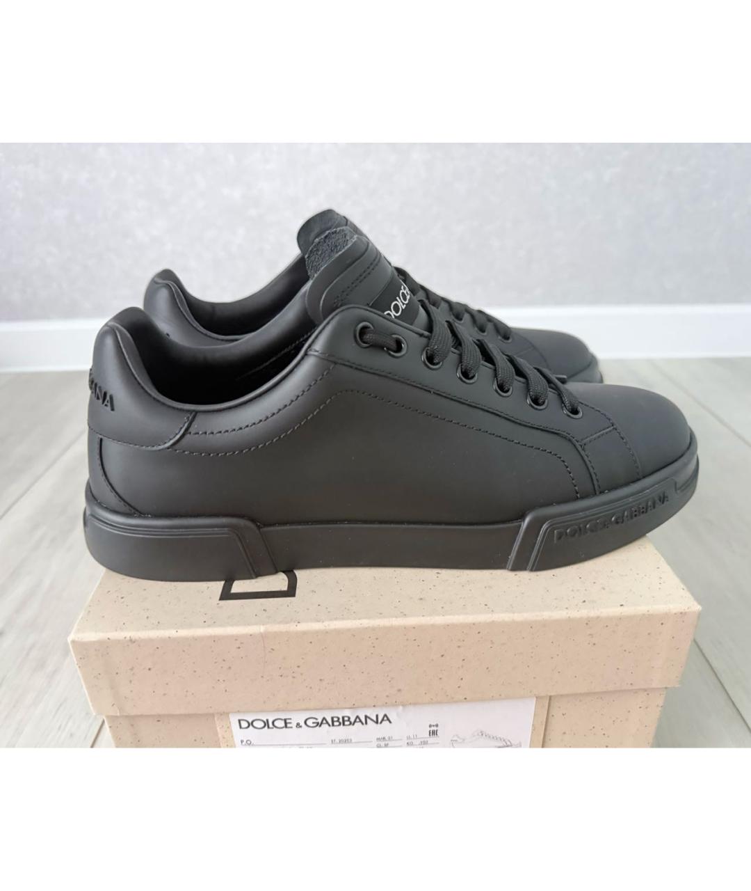 DOLCE&GABBANA Черные кожаные низкие кроссовки / кеды, фото 6