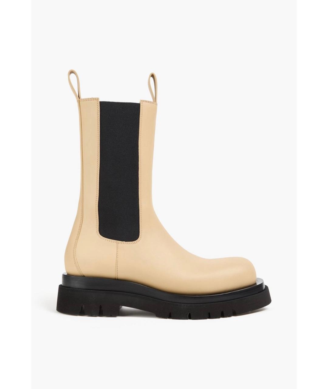 BOTTEGA VENETA Бежевые кожаные ботинки, фото 8