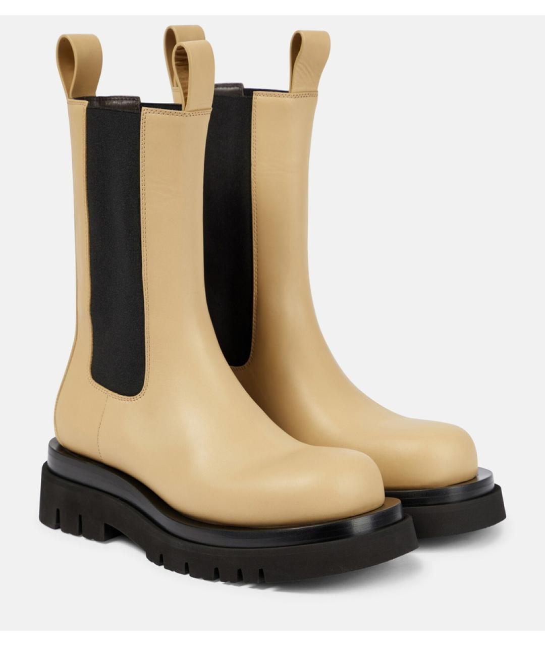 BOTTEGA VENETA Бежевые кожаные ботинки, фото 4