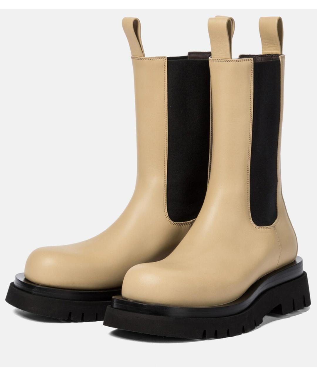 BOTTEGA VENETA Бежевые кожаные ботинки, фото 5