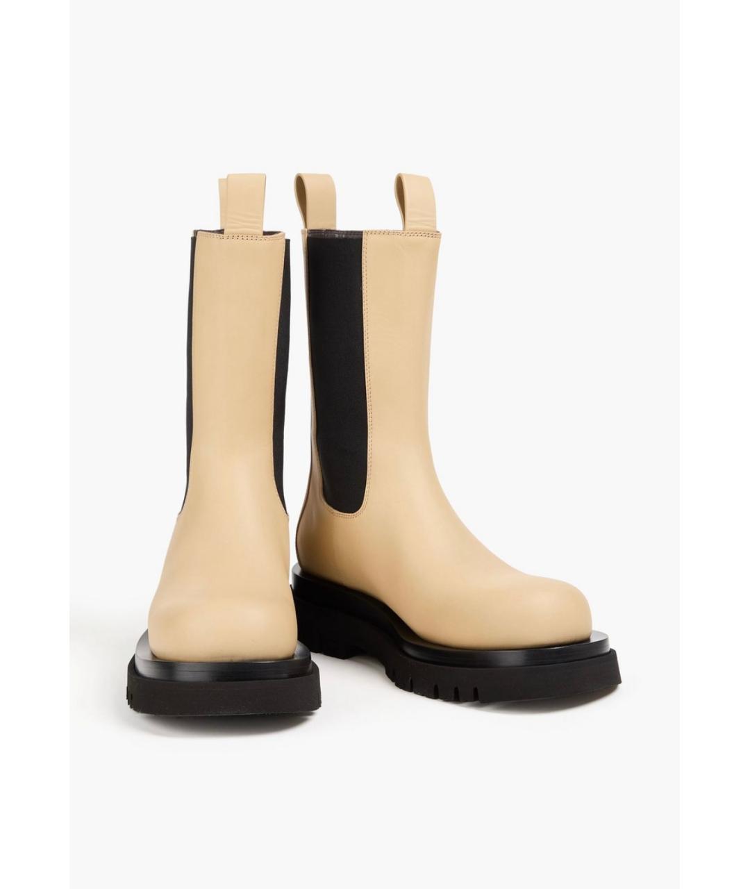 BOTTEGA VENETA Бежевые кожаные ботинки, фото 2