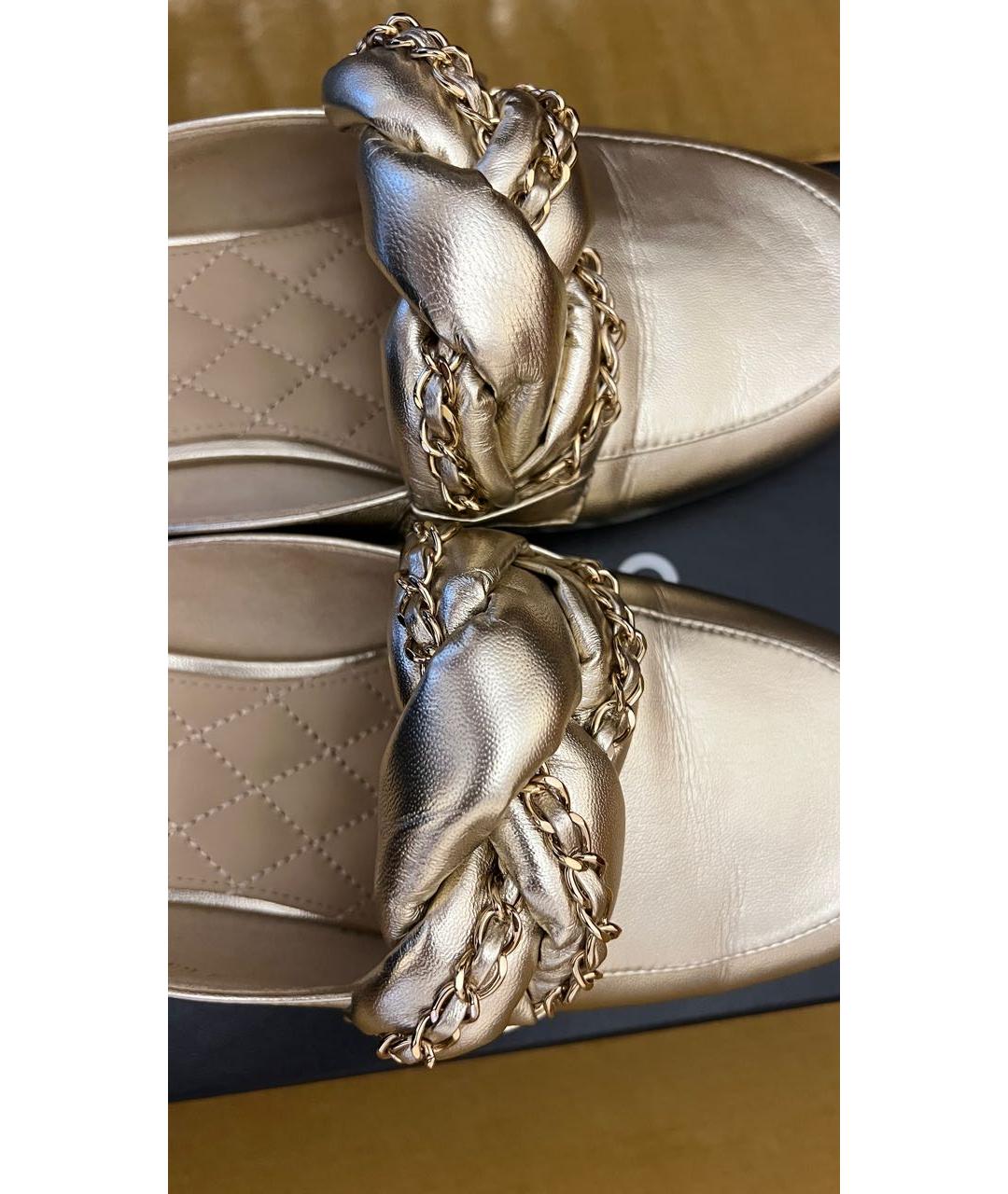 CHANEL Золотые кожаные сабо, фото 2