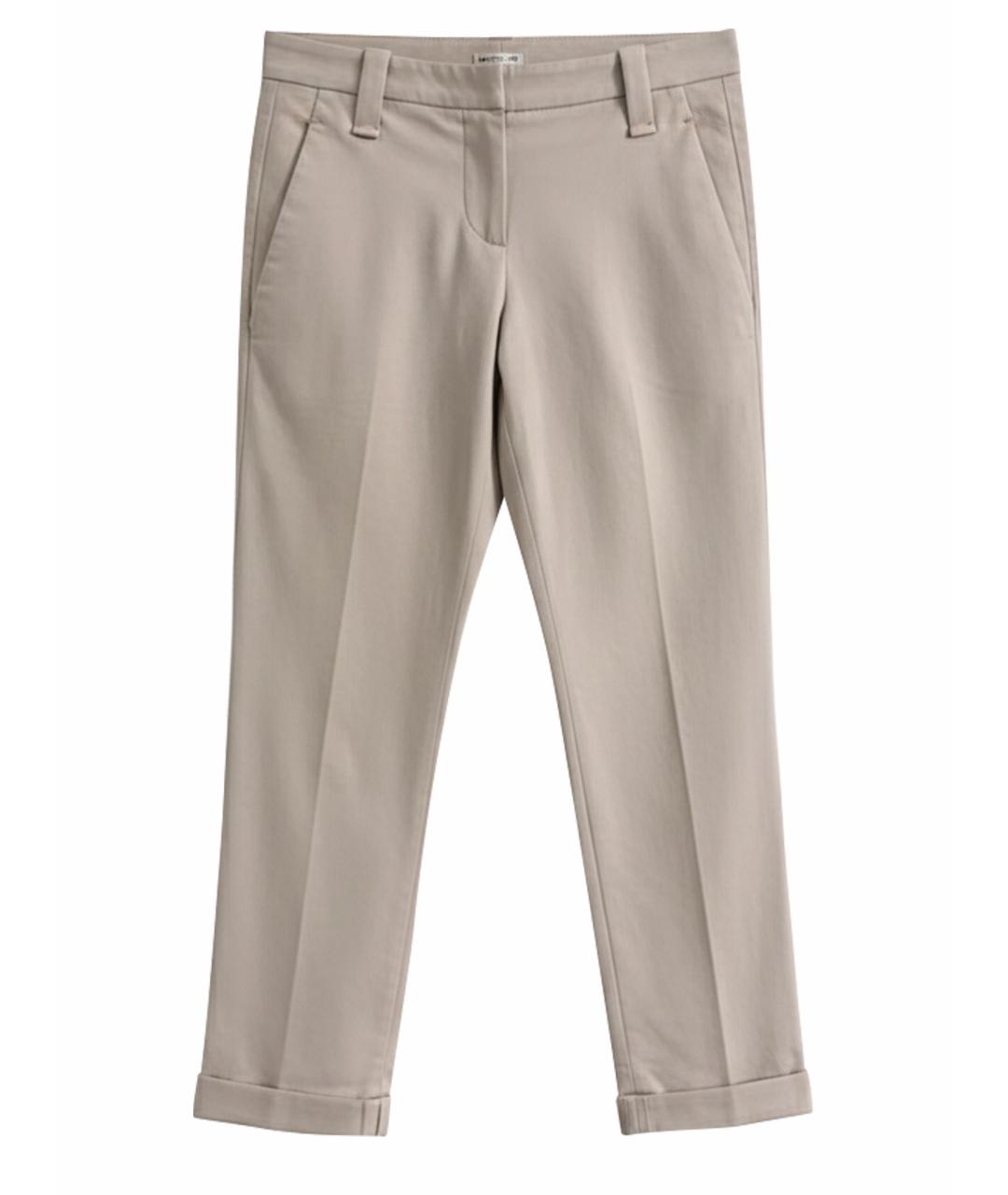 BRUNELLO CUCINELLI Бежевые хлопко-эластановые брюки узкие, фото 1