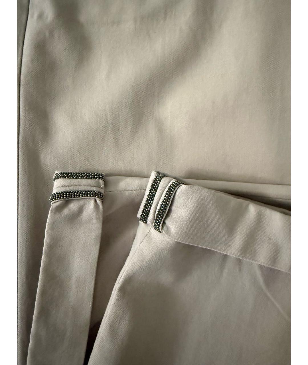 BRUNELLO CUCINELLI Бежевые хлопко-эластановые брюки узкие, фото 4