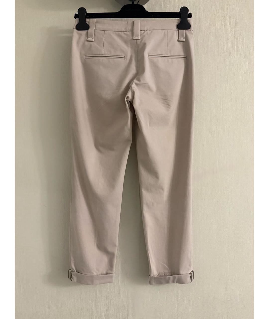 BRUNELLO CUCINELLI Бежевые хлопко-эластановые брюки узкие, фото 2