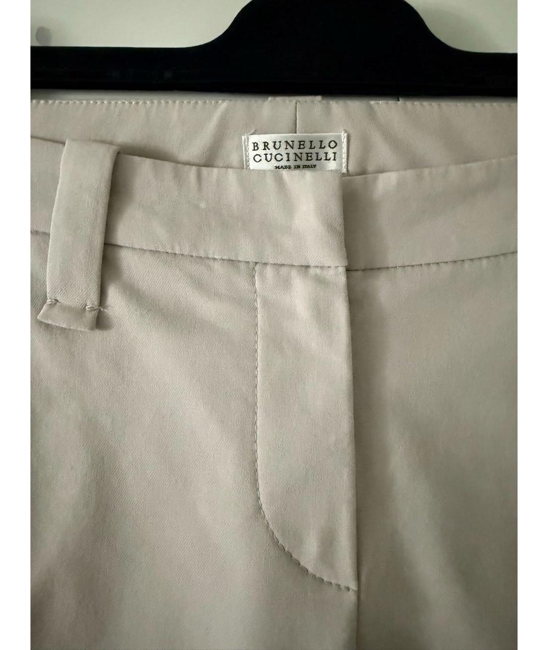 BRUNELLO CUCINELLI Бежевые хлопко-эластановые брюки узкие, фото 6