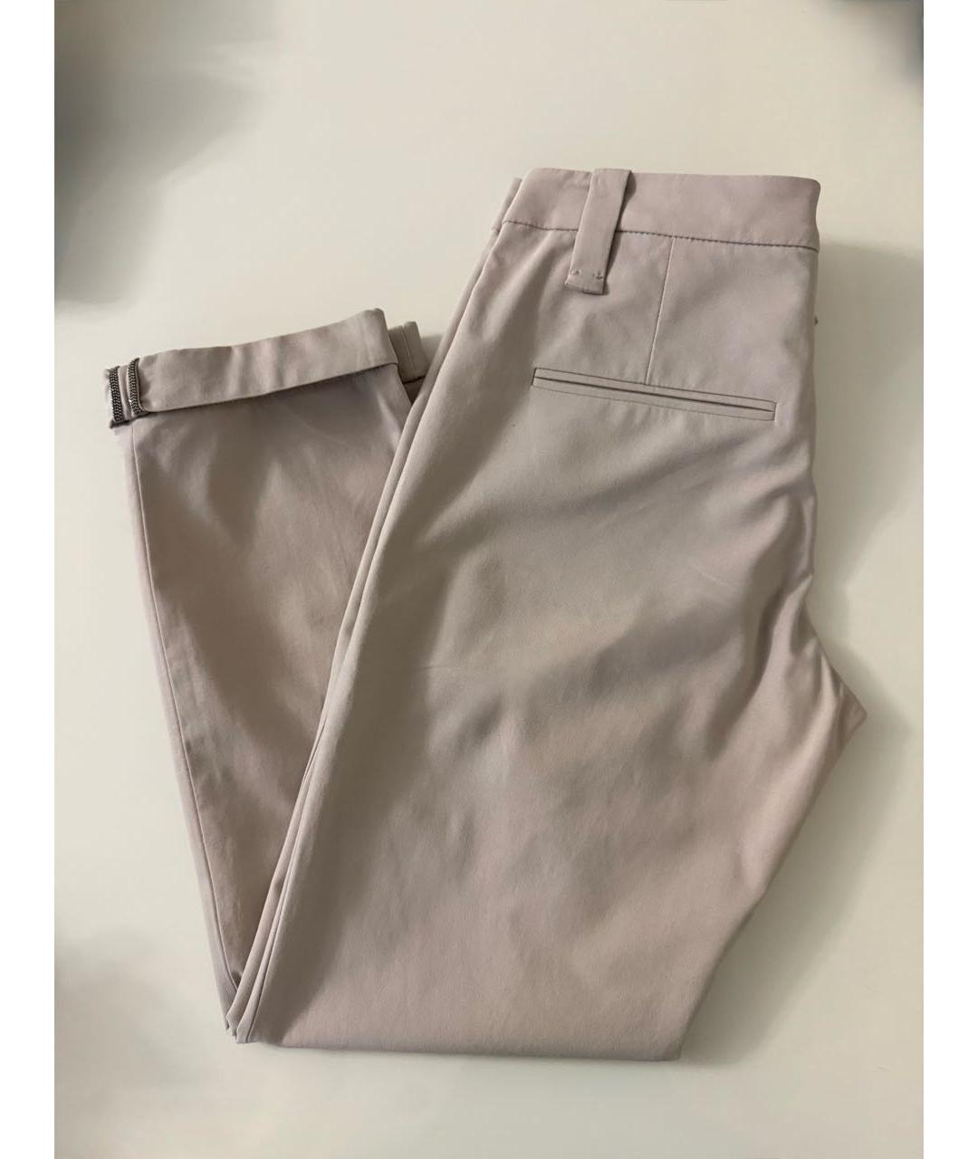 BRUNELLO CUCINELLI Бежевые хлопко-эластановые брюки узкие, фото 5