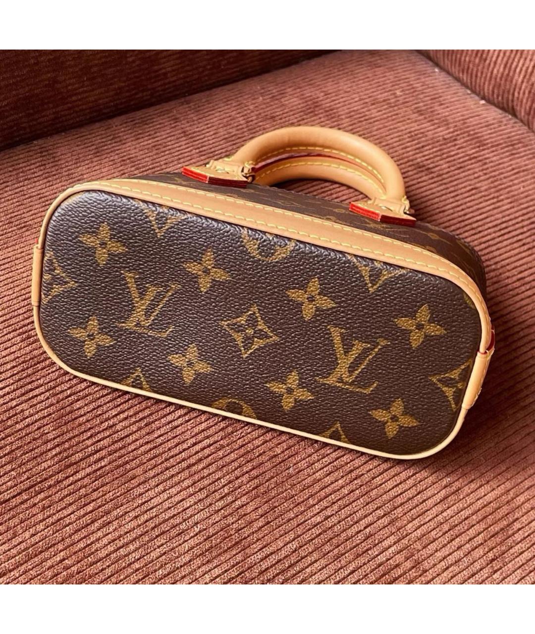 LOUIS VUITTON Коричневая кожаная сумка с короткими ручками, фото 7