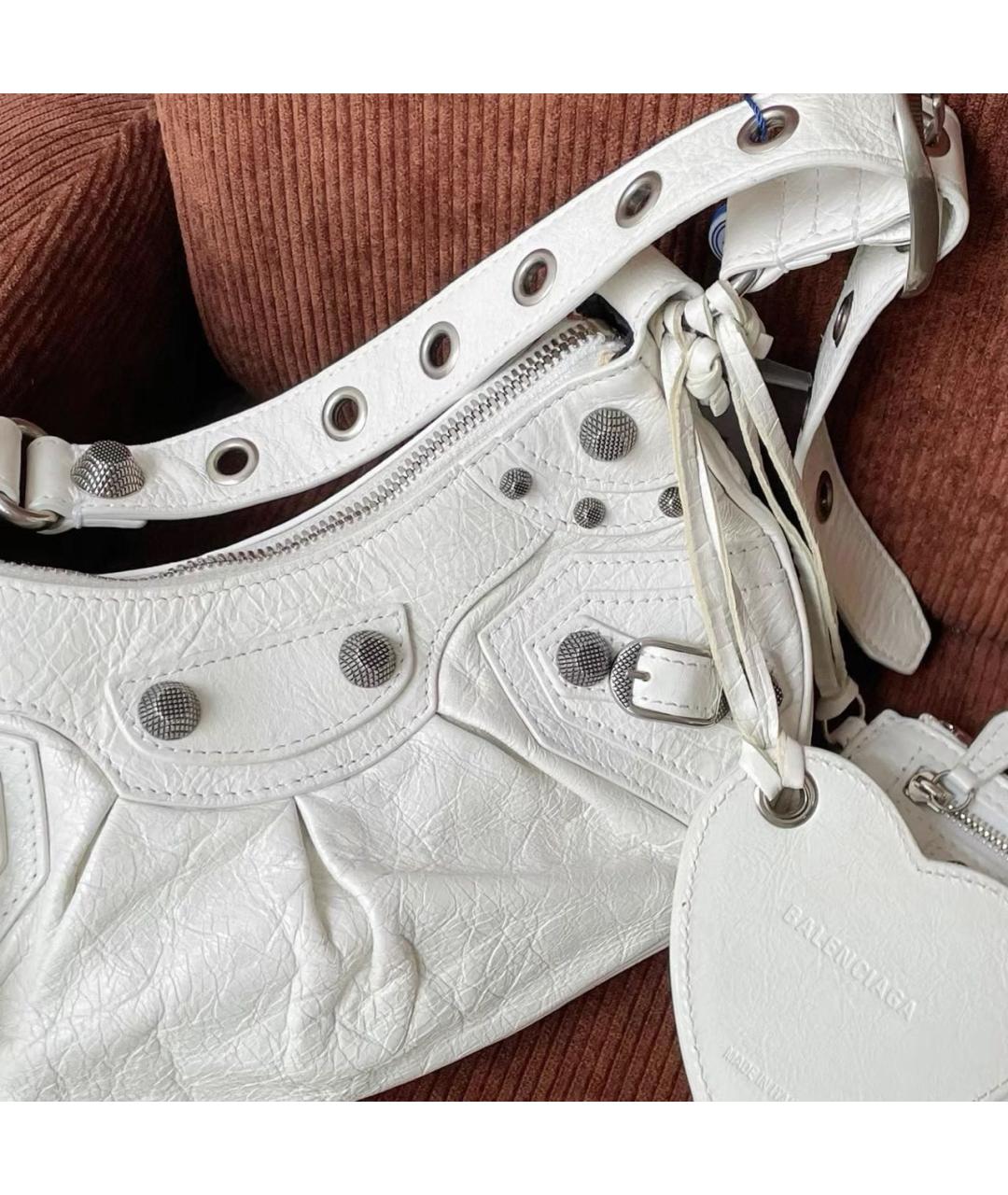 BALENCIAGA Белая кожаная сумка через плечо, фото 3