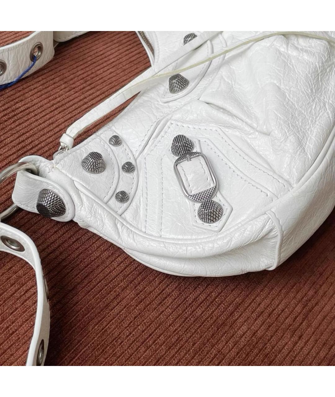 BALENCIAGA Белая кожаная сумка через плечо, фото 6