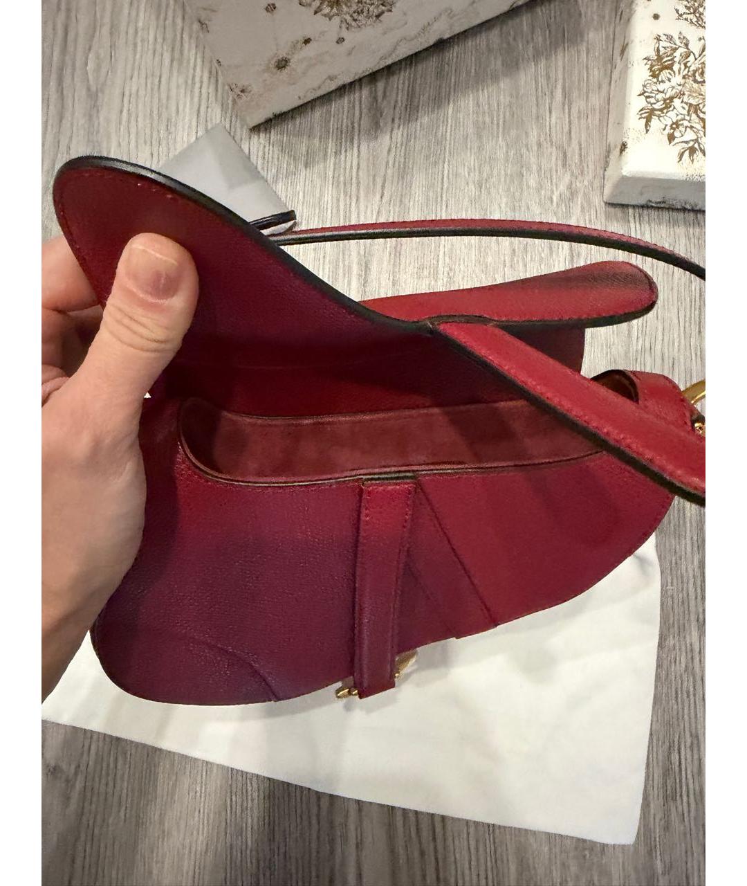 CHRISTIAN DIOR Красная кожаная сумка с короткими ручками, фото 3