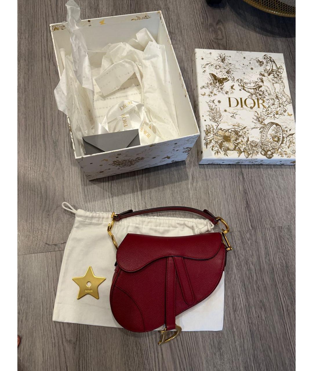 CHRISTIAN DIOR Красная кожаная сумка с короткими ручками, фото 4