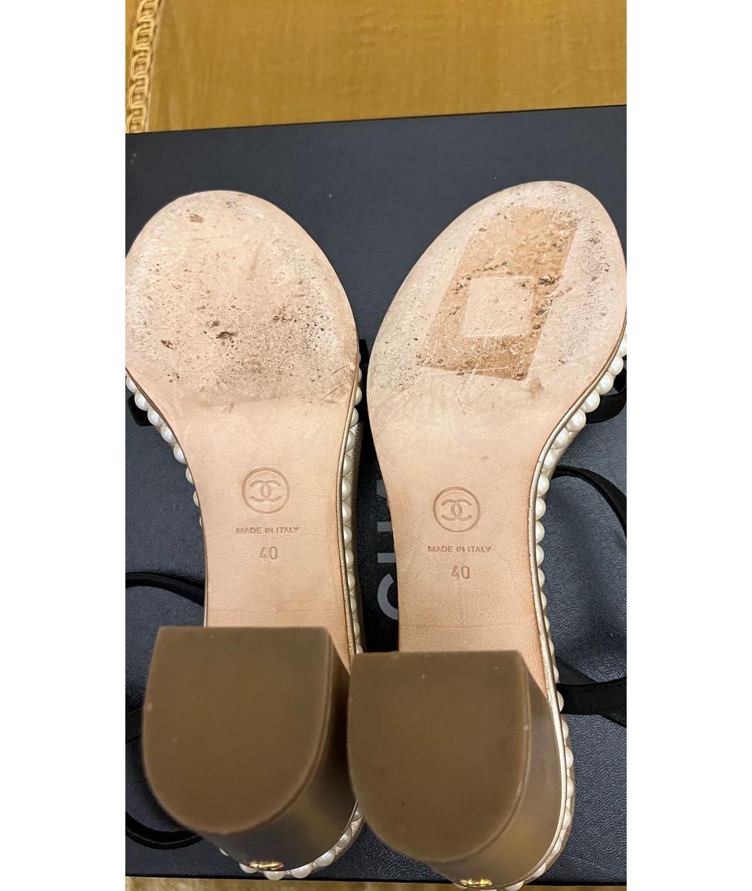 CHANEL Черные кожаные босоножки, фото 7