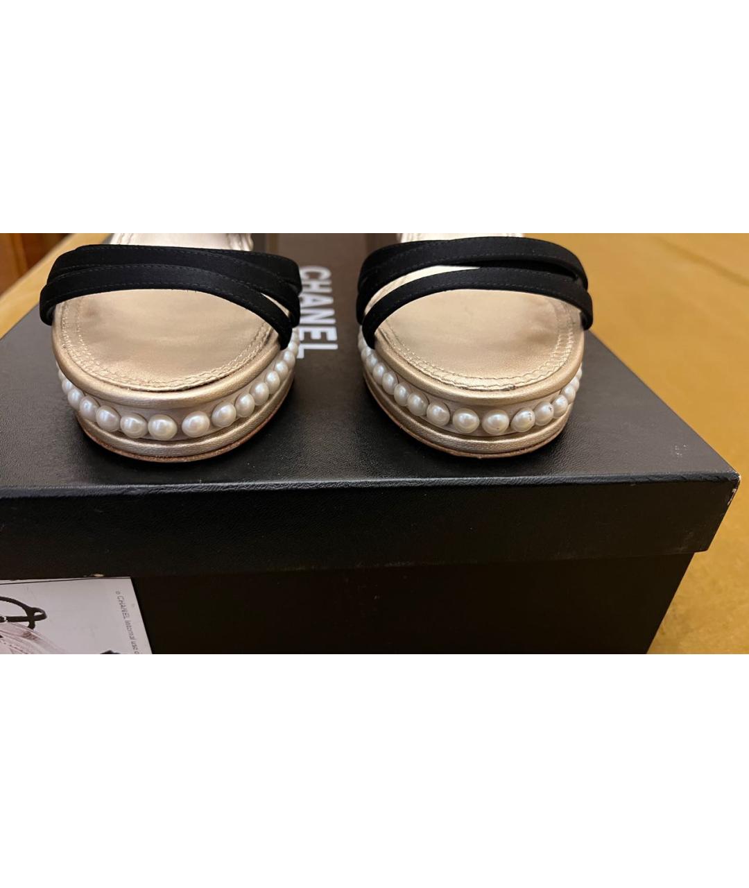 CHANEL Черные кожаные босоножки, фото 3