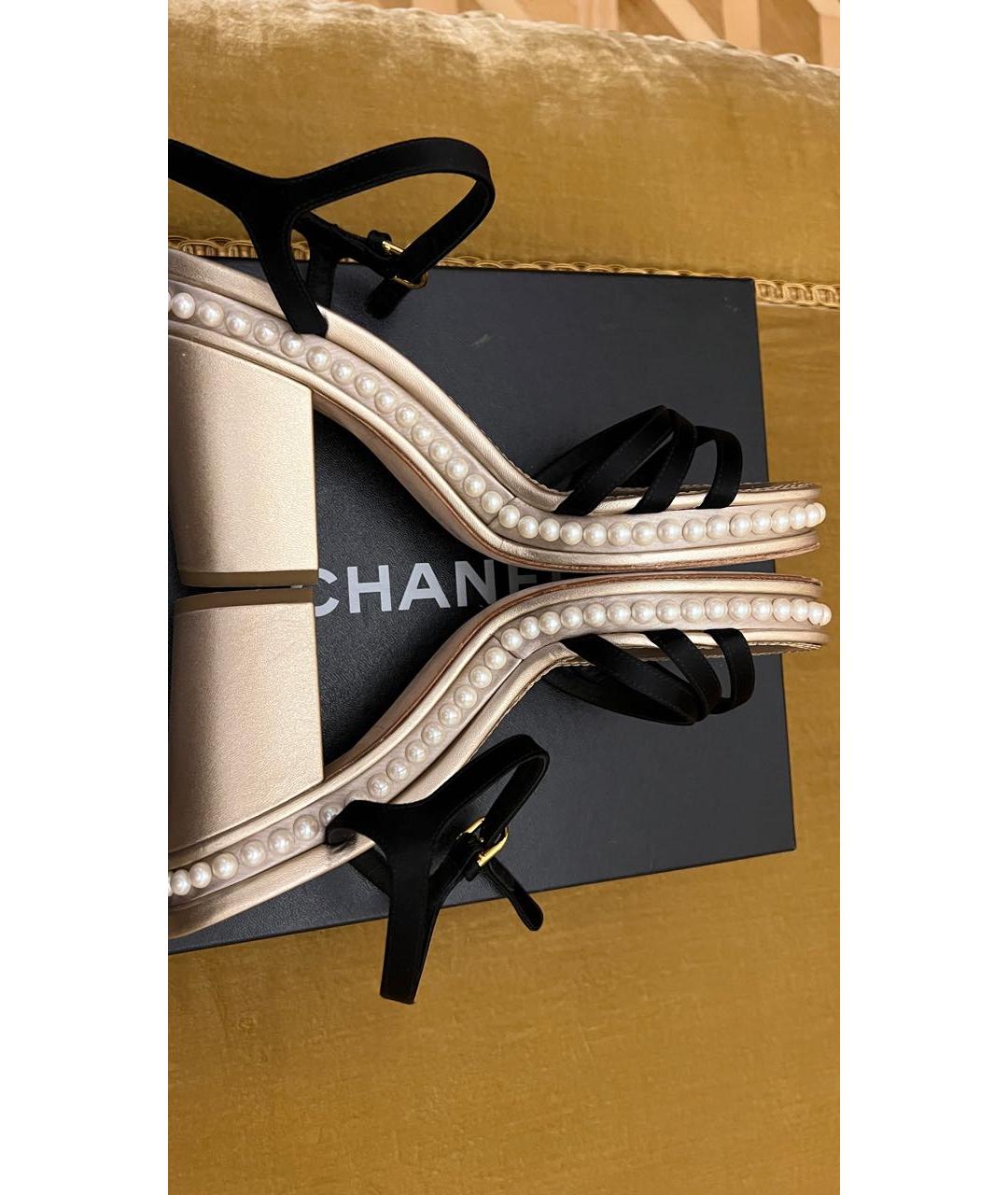 CHANEL Черные кожаные босоножки, фото 6