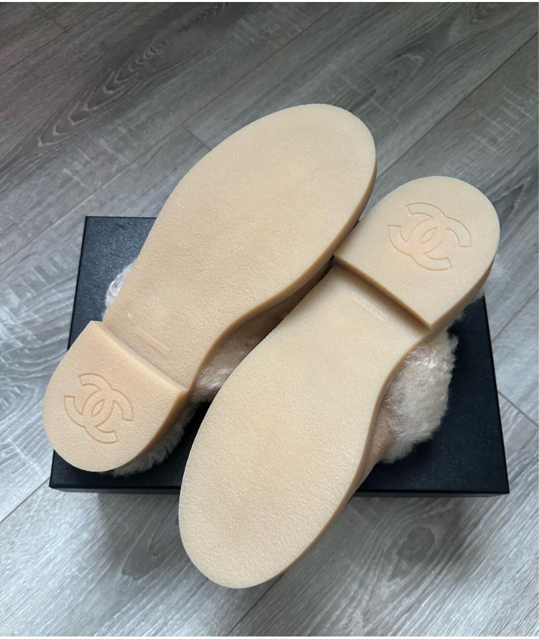 CHANEL Бежевые замшевые мюли, фото 5