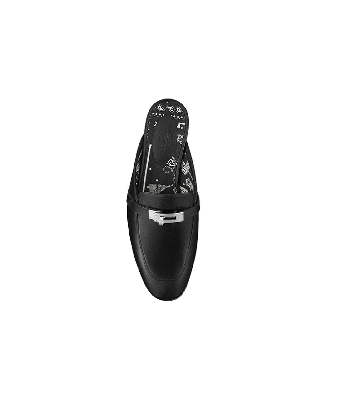 HERMES Черные кожаные мюли, фото 5