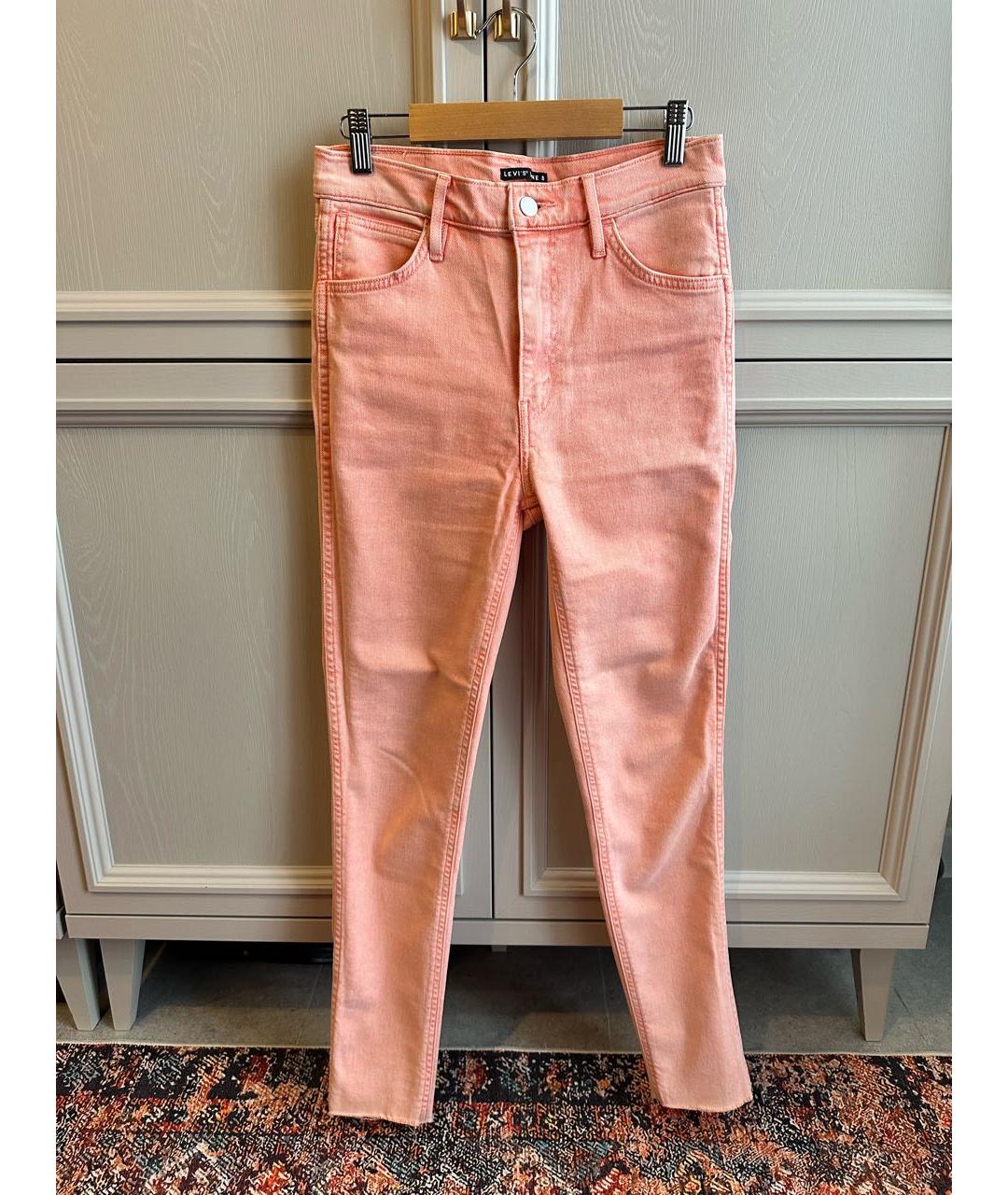 LEVI'S Коралловые хлопко-эластановые прямые джинсы, фото 9