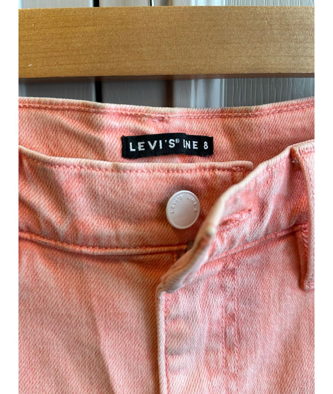 LEVI'S Коралловые хлопко-эластановые прямые джинсы, фото 3