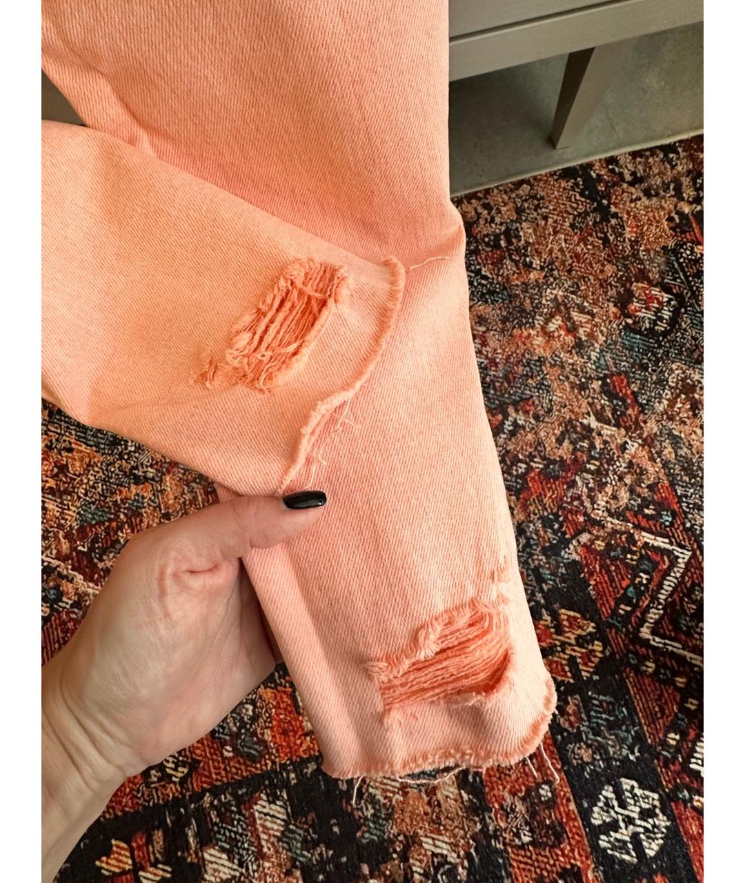 LEVI'S Коралловые хлопко-эластановые прямые джинсы, фото 5