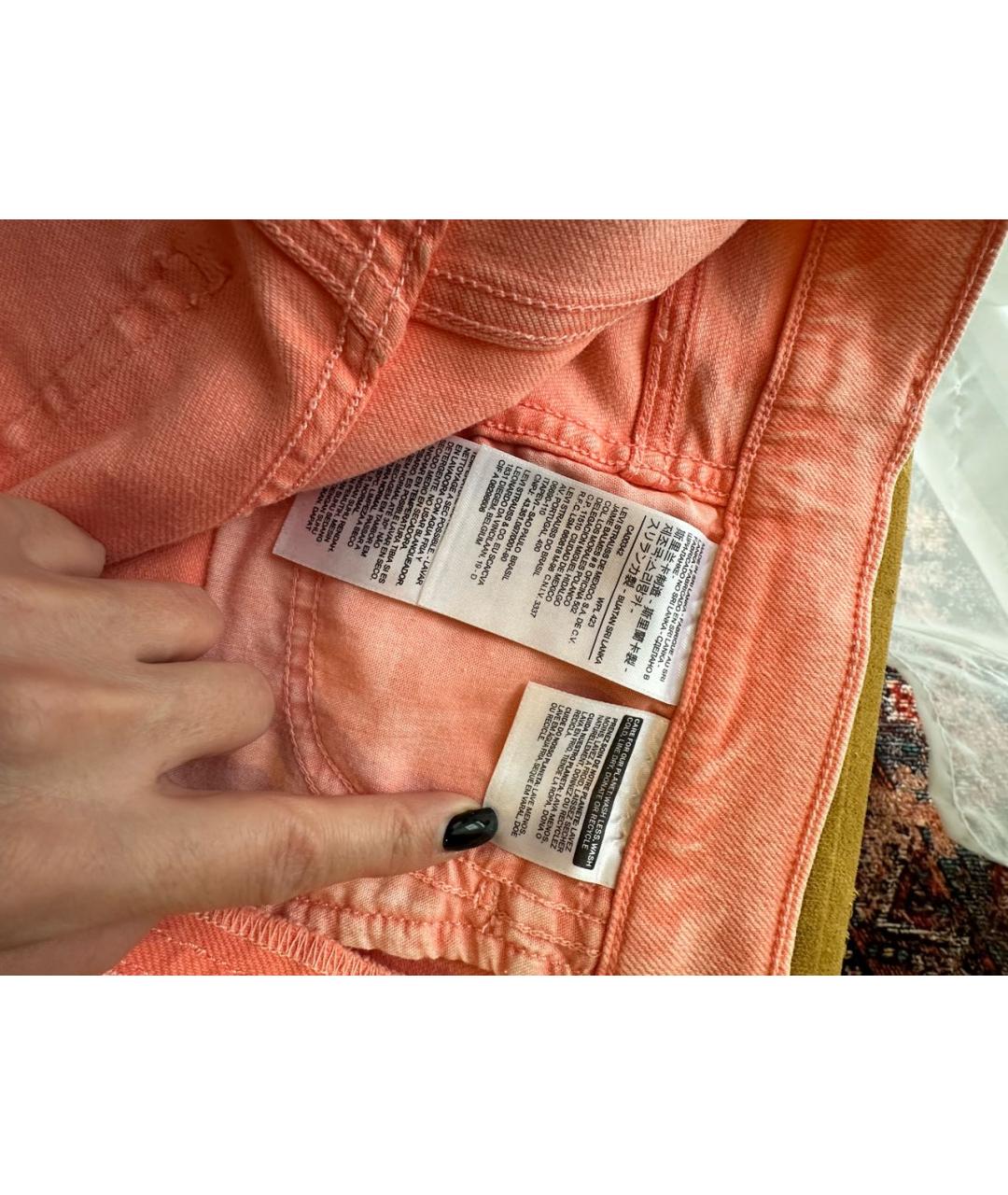 LEVI'S Коралловые хлопко-эластановые прямые джинсы, фото 7