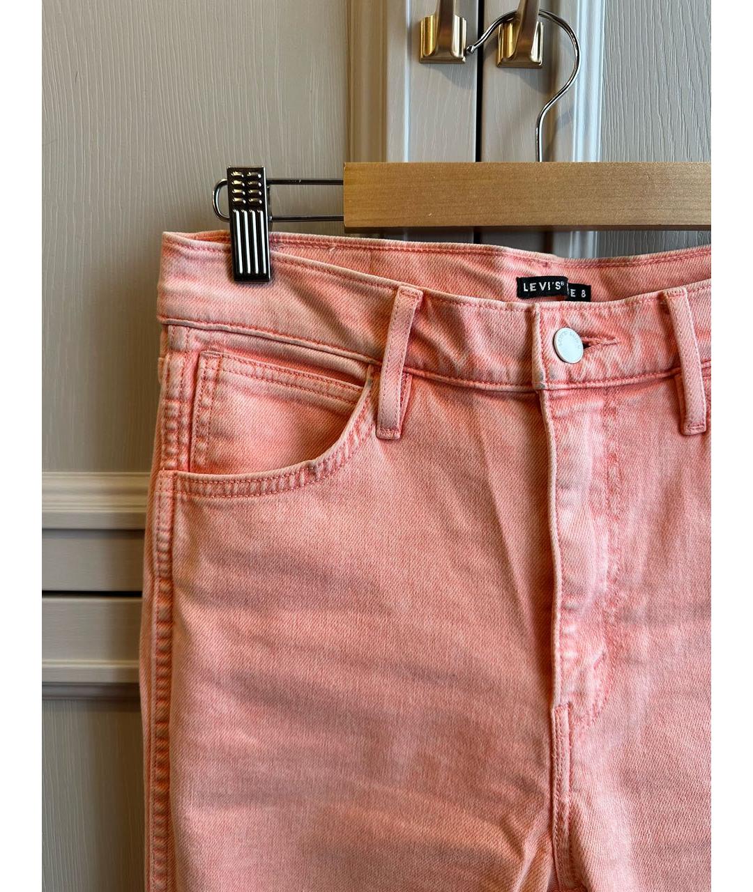 LEVI'S Коралловые хлопко-эластановые прямые джинсы, фото 2