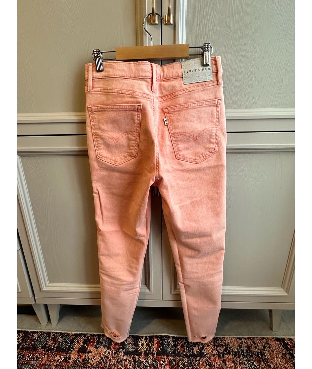 LEVI'S Коралловые хлопко-эластановые прямые джинсы, фото 6