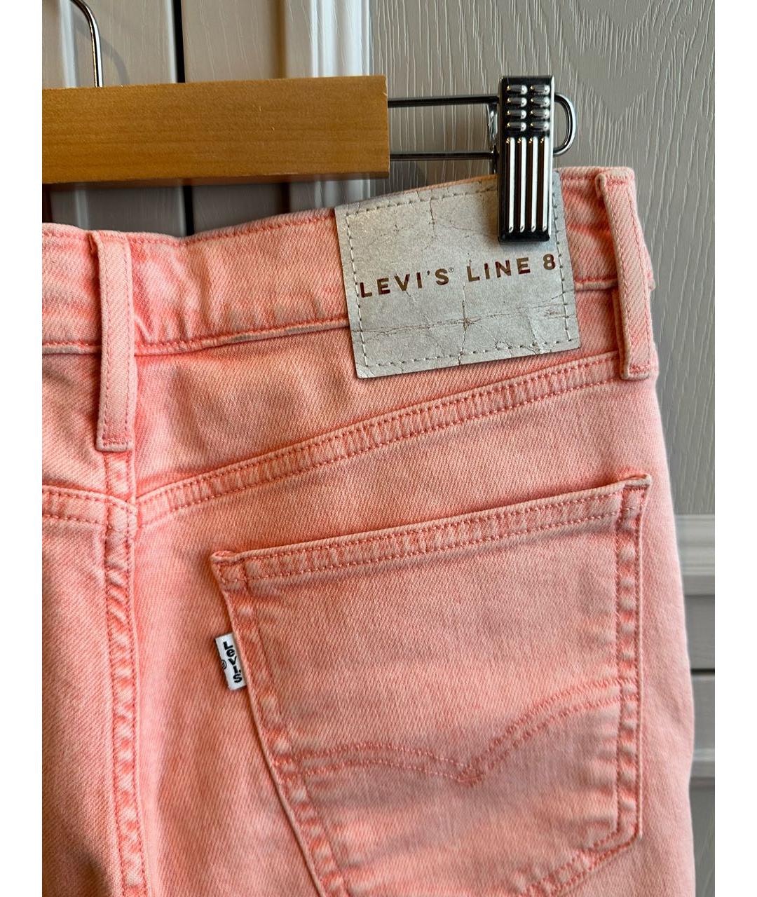 LEVI'S Коралловые хлопко-эластановые прямые джинсы, фото 4