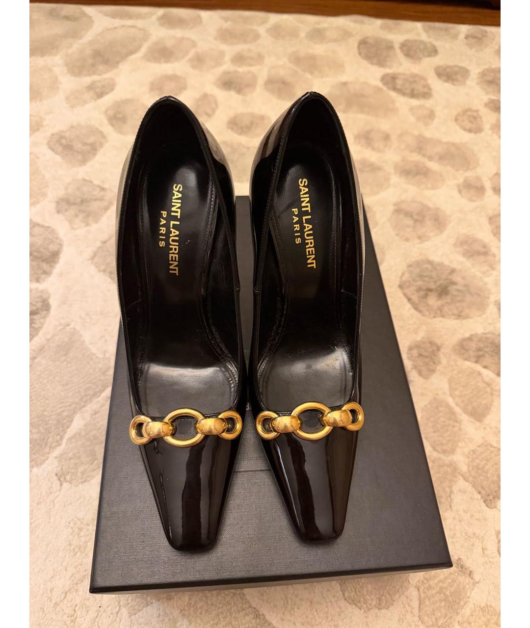 SAINT LAURENT Черные туфли из лакированной кожи, фото 2