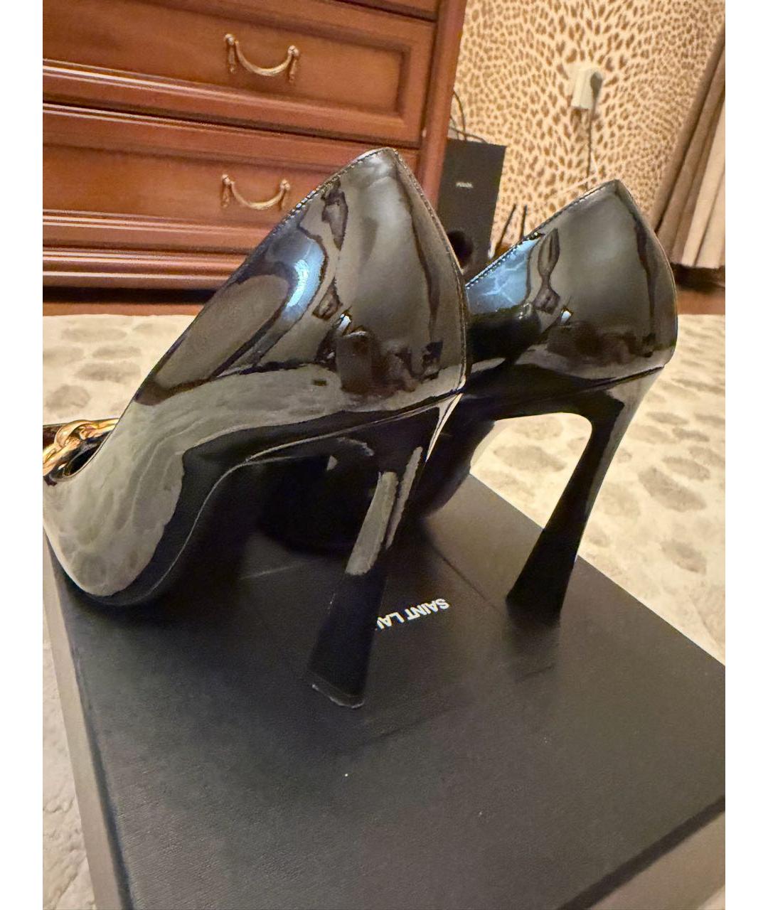 SAINT LAURENT Черные туфли из лакированной кожи, фото 4