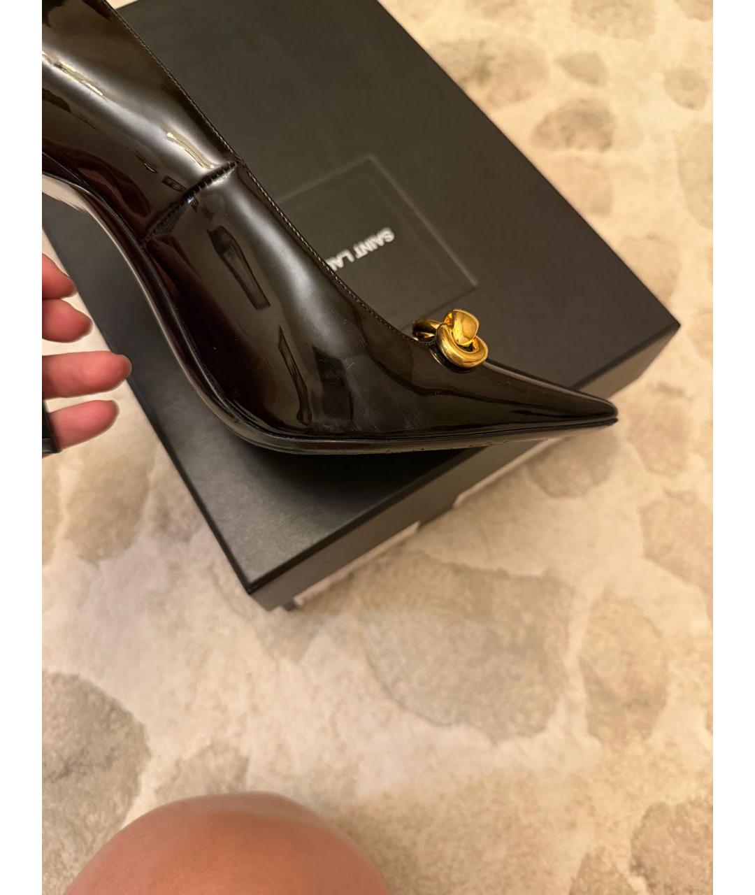 SAINT LAURENT Черные туфли из лакированной кожи, фото 5