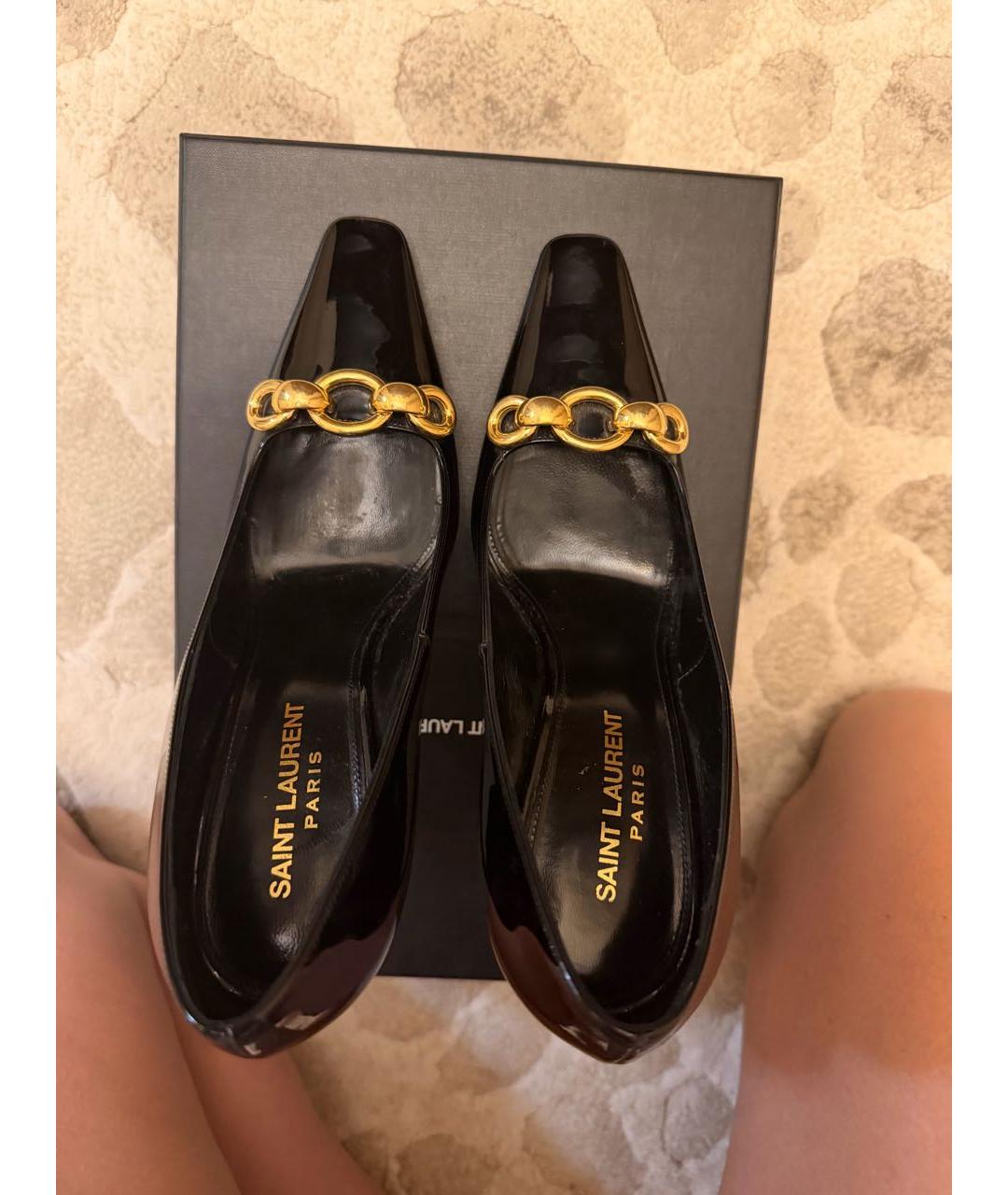 SAINT LAURENT Черные туфли из лакированной кожи, фото 3