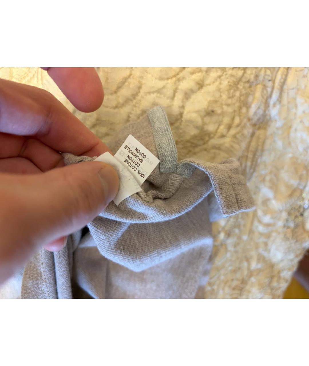 BRUNELLO CUCINELLI Бежевое хлопковое поло с коротким рукавом, фото 4