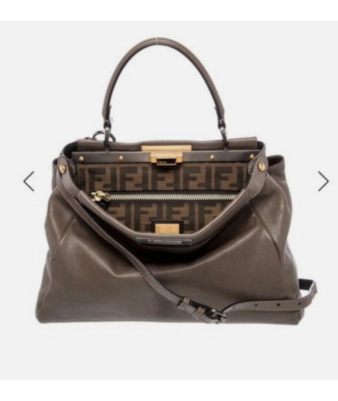 FENDI Хаки кожаная сумка через плечо, фото 2