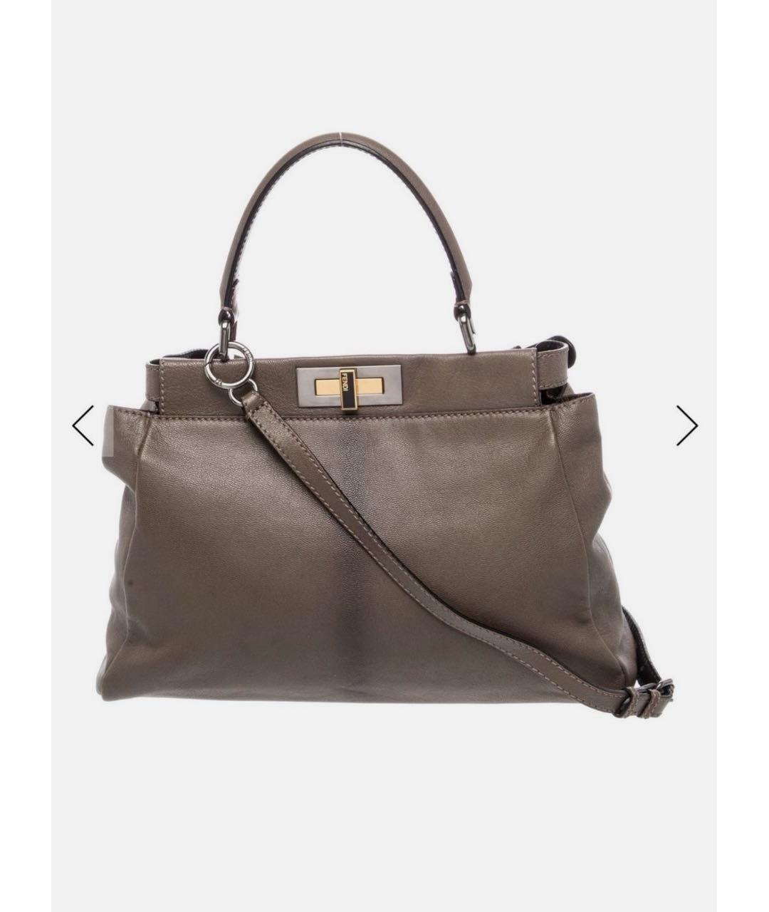 FENDI Хаки кожаная сумка через плечо, фото 5