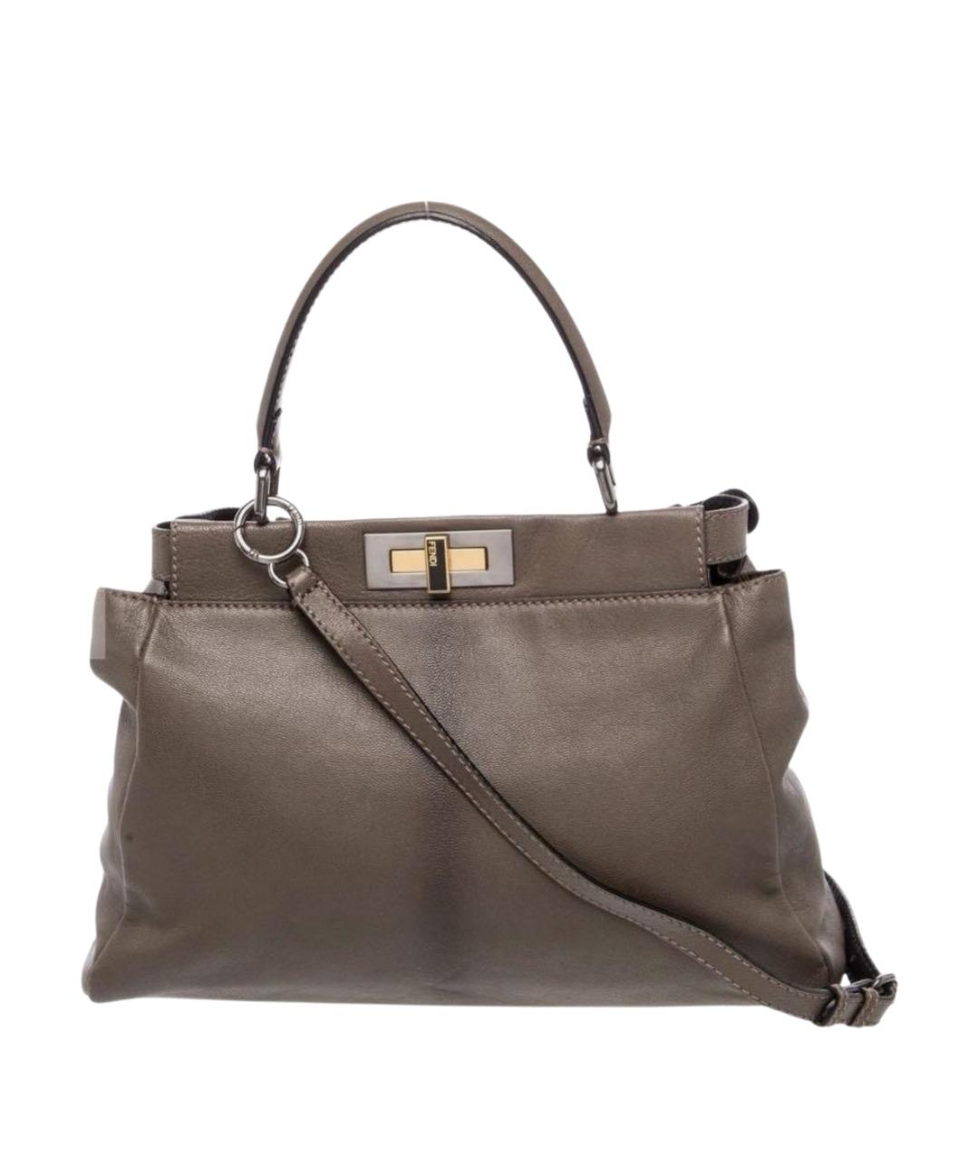 FENDI Хаки кожаная сумка через плечо, фото 1