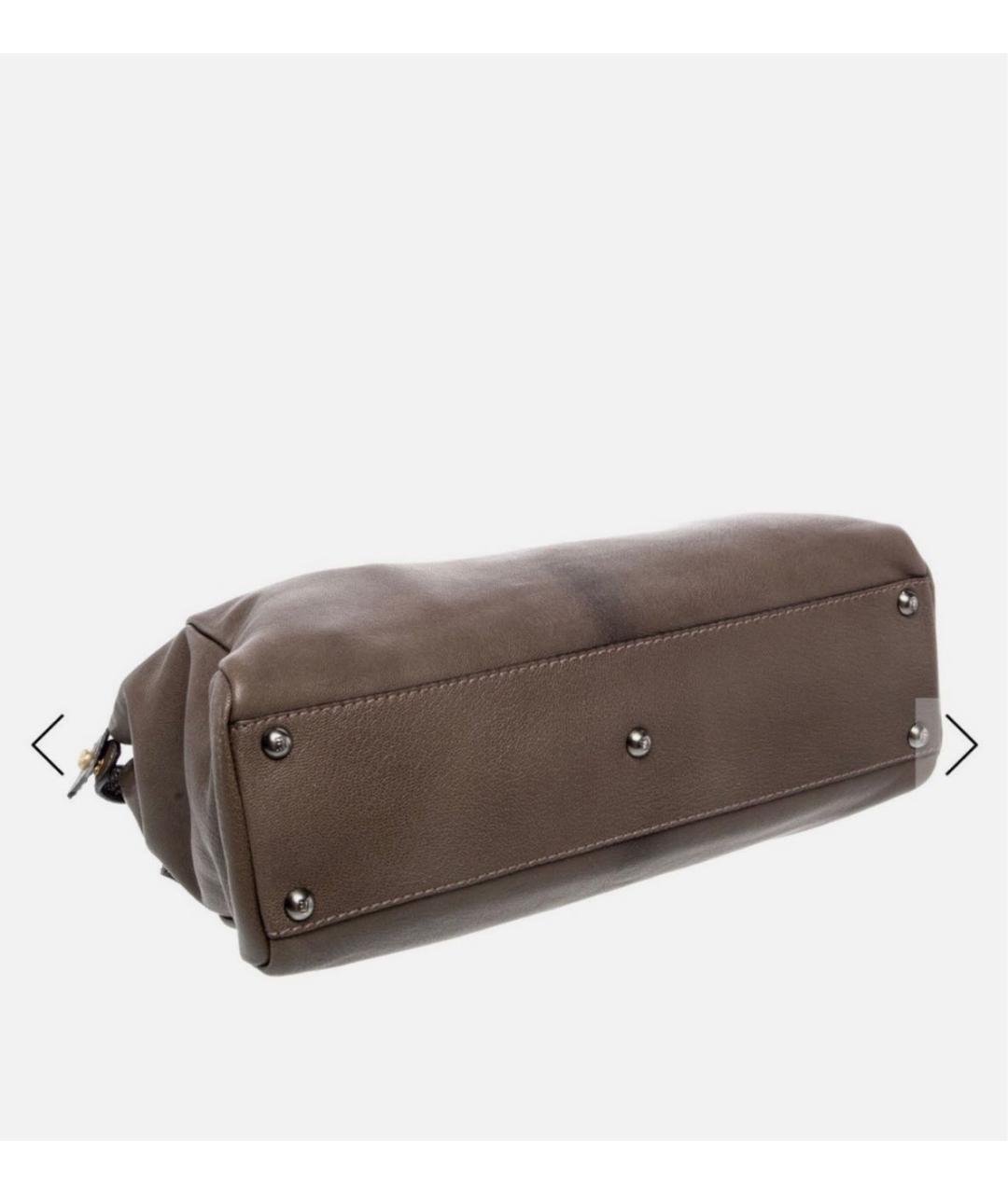 FENDI Хаки кожаная сумка через плечо, фото 3