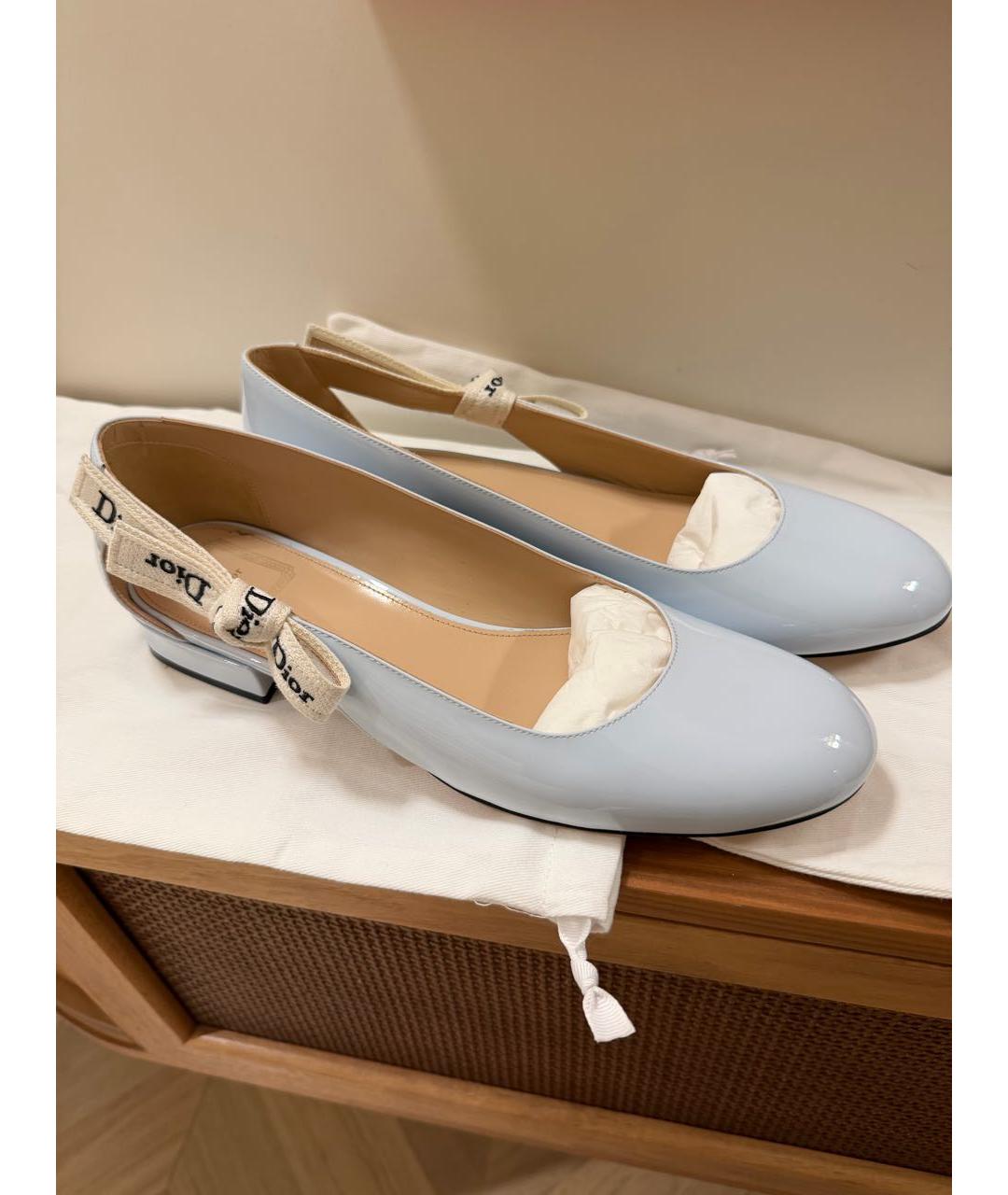 CHRISTIAN DIOR Голубые туфли из лакированной кожи, фото 7