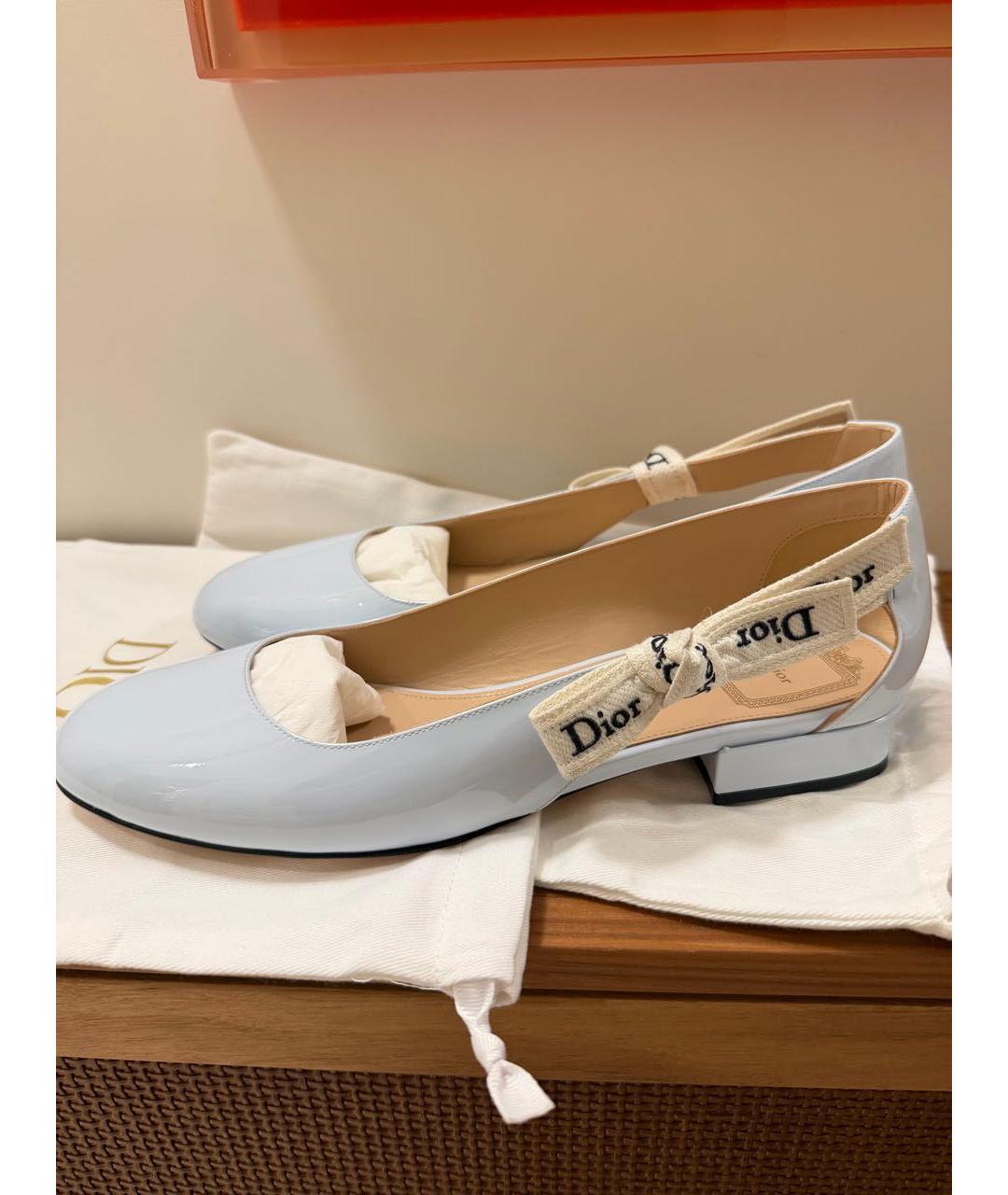 CHRISTIAN DIOR Голубые туфли из лакированной кожи, фото 8