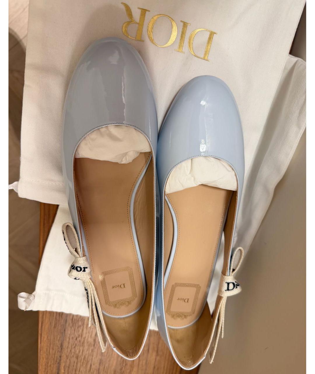 CHRISTIAN DIOR Голубые туфли из лакированной кожи, фото 3