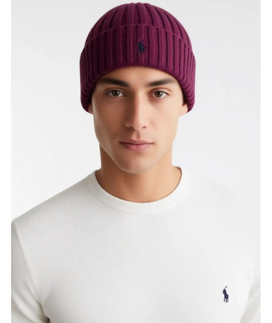 POLO RALPH LAUREN Бордовая шерстяная шапка, фото 6